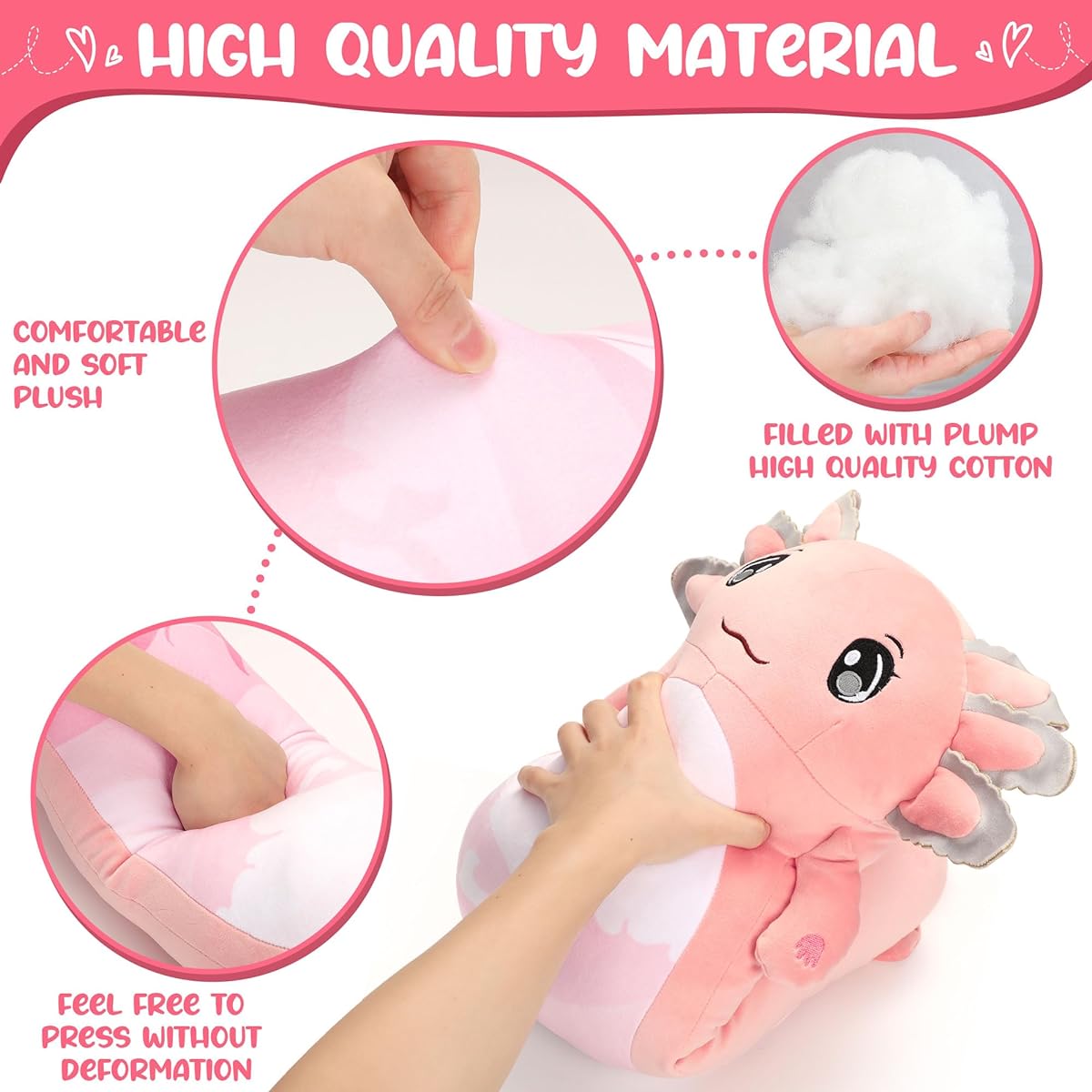Drehth 29" Long Axolotl Plush Pillow - Cute Axolotl Stuffed Animal Hug Pillow Soft Cuddle Pillow Axolotl Plush Toy Gift for Kids Adults