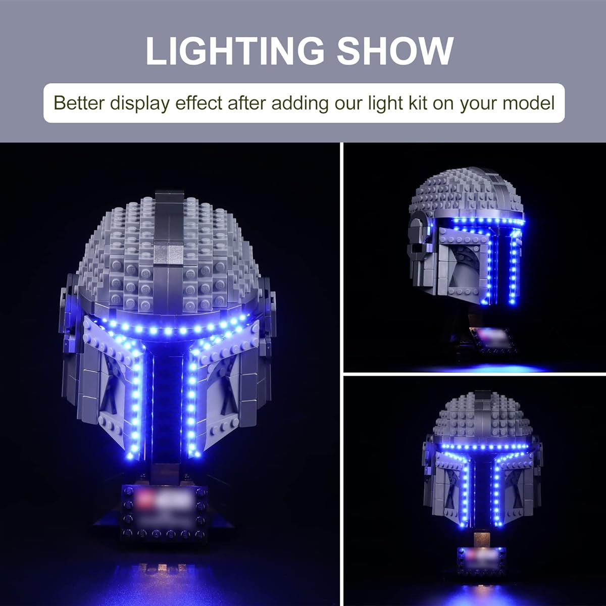 Coolduck Light Kit for Lego 75328 Mandalorian Helmet Lighting Kit Compatible with Lego 75328 No Building Blocks Optical Control Version Light Kit