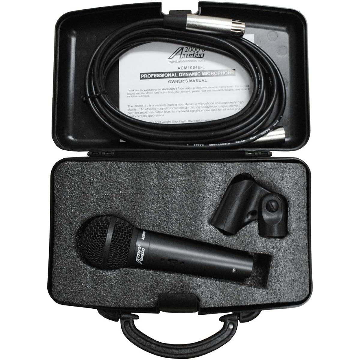 Audio 2000s ADM1064BL Dynamic Vocal Microphone with 16' XLR to XLR Cable by Audio2000s
