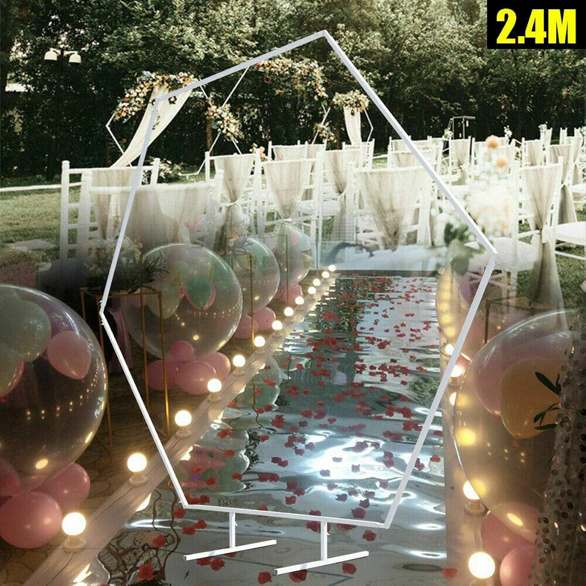 TBVECHI 2.4M/94inch Wedding Arch Backdrop Stand, Hexagonal Archway, Freestanding Wedding Archway Frame, Romantic Background Decoration, DIY Decor for Wedding Event Birthday Party