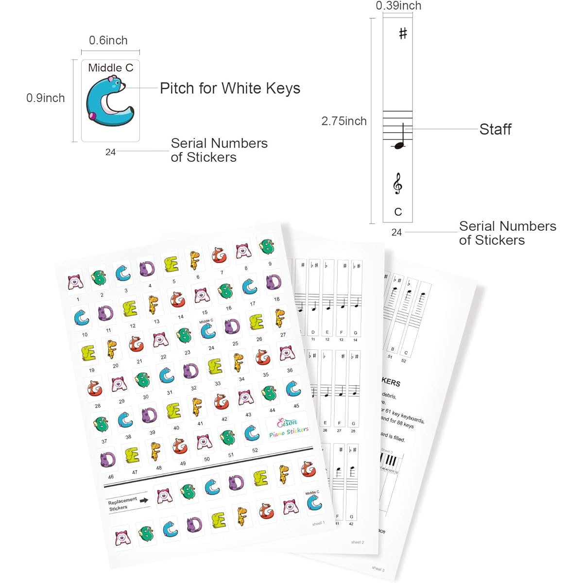 Eison piano keyboard sticker