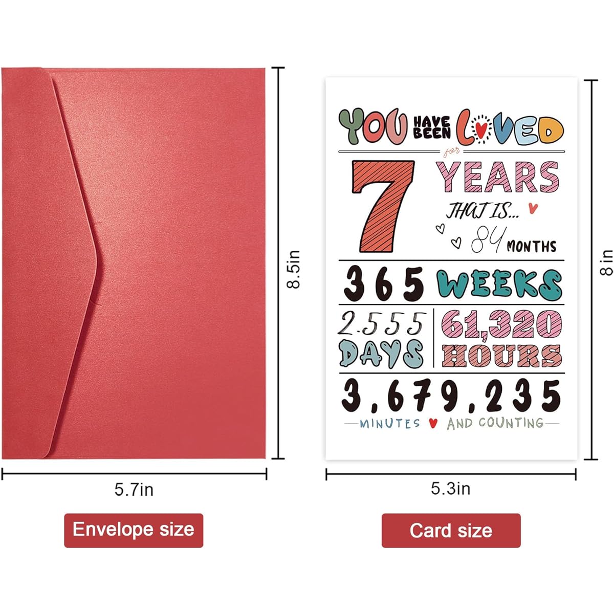 SuperShunhu Funny 7th Birthday Card for Boys/Girls Colorful Birthday Cards for Son/Daughter 7th Birthday Gift