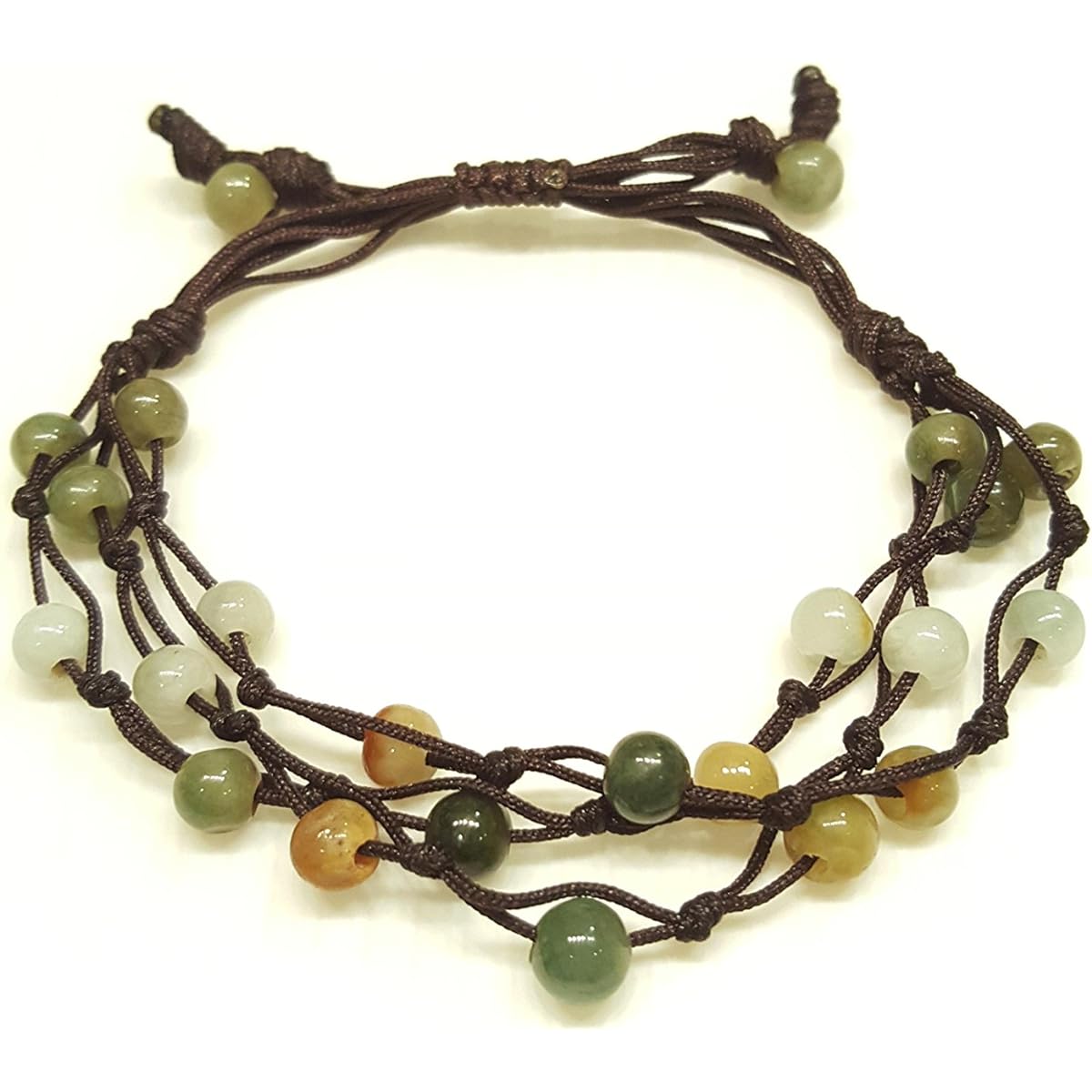 Infinity Small Jade Bead Bracelets with Adjustable String Net Woven Feng Shui Protection for Men Women Bracelet-BC02
