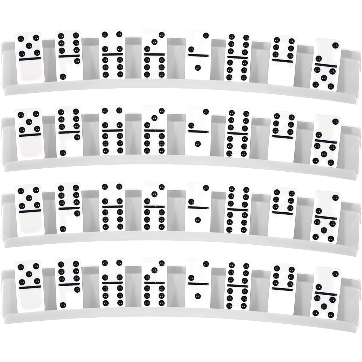 Nautical Beach Decor (Set of 4) Playing Card Holders for Kids and Seniors, Domino Holder Plastic Hands Free Card Holder for Canasta Poker Party Dominoes (White)