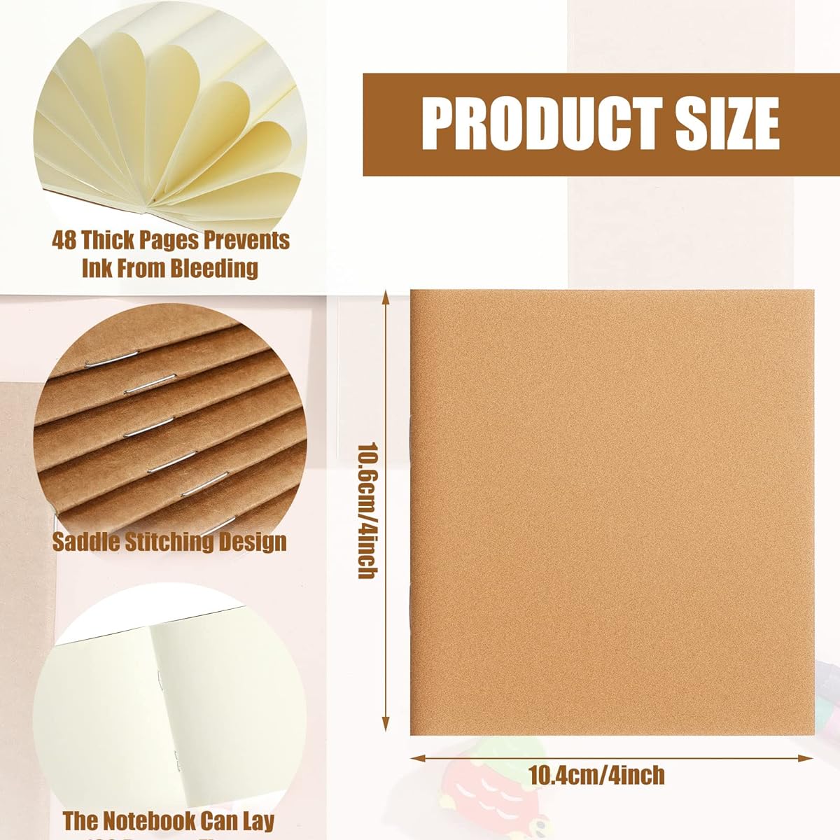Ctosree 400 Sheets Mini Kraft Paper Notebooks Bulk Small Blank Unlined Notebook Journal Sketchbook Pocket Notepad Memo for Kids Students Gifts 24 Sheets 4 x 4 Inch