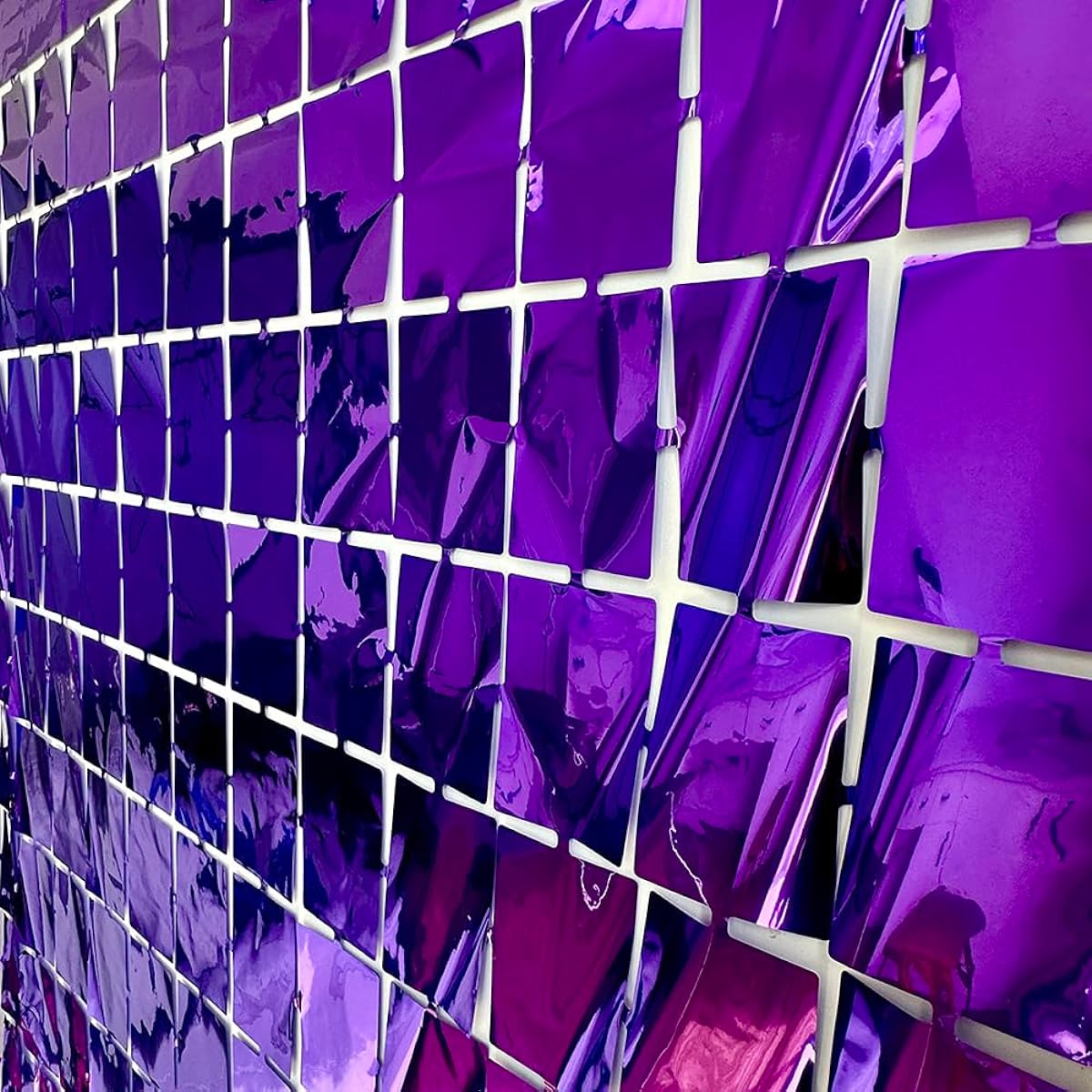 Purple Backdrop Party Decoration Metallic Square Foil Fringe Curtains Photo Booth Props Birthday Christmas Graduation Bachelorette Wedding Engagement Bridal Baby Shower Party Decorations - 2 Pack