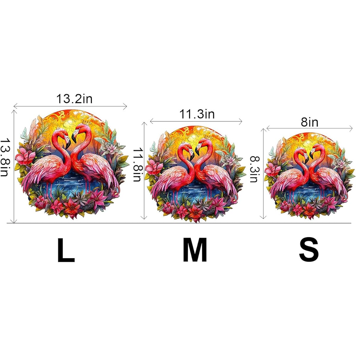 BLUMUZE Wooden Jigsaw Puzzle Crown Flamingo Puzzle 13.8*13.2 Inch 250 Pieces Animal Unique Shape Puzzle Gift for Kids and Adults