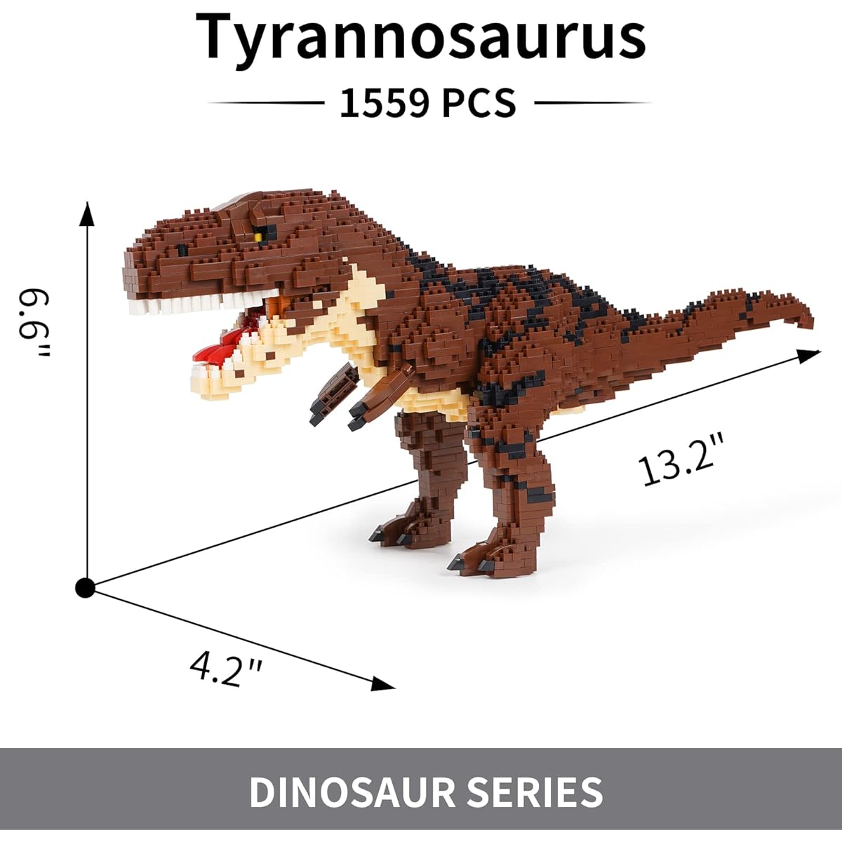 Geniteen Building Blocks Dinosaur Model Micro Mini Blocks Dinosaur Building Kit Gifts for Kids and Adults (Tyrannosaurus)