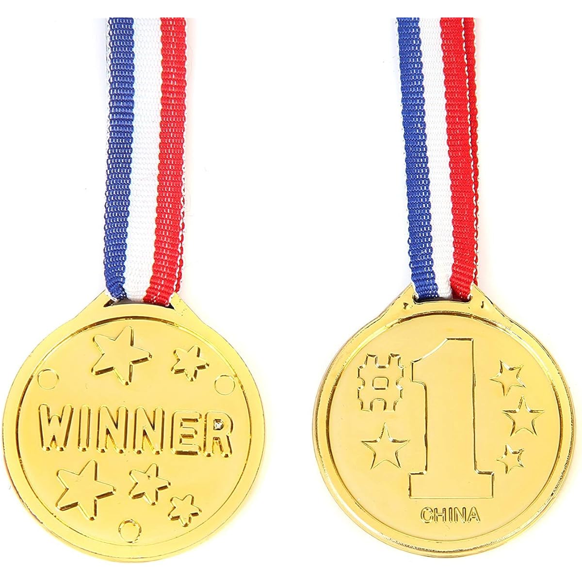 Fun Central 72 Pieces - Gold Plastic Winner Medals in Bulk for Kids