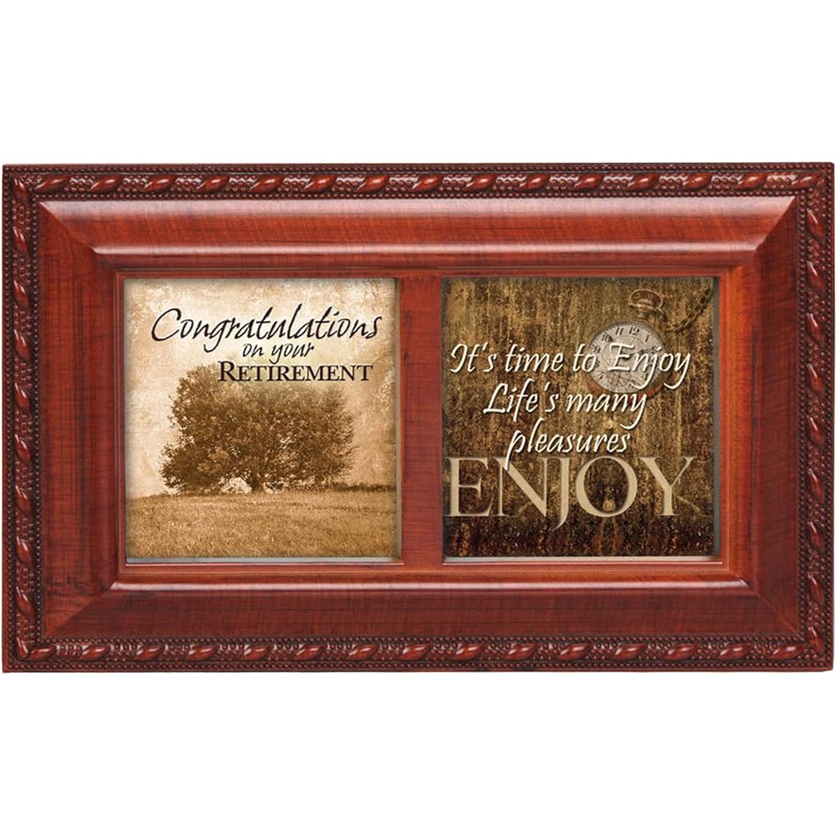 Cottage Garden Congrats Retirement Woodgrain Petite Music Box / Jewelry Box Plays Wonderful World by Cottage Garden