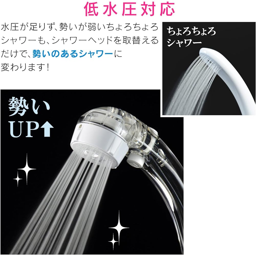 Gaona Magicayo Ariene Shower Head and Hose Set Clear Stop (Jet water flow, easy to clean, 30% water saving, low water pressure compatible) GA-FH028