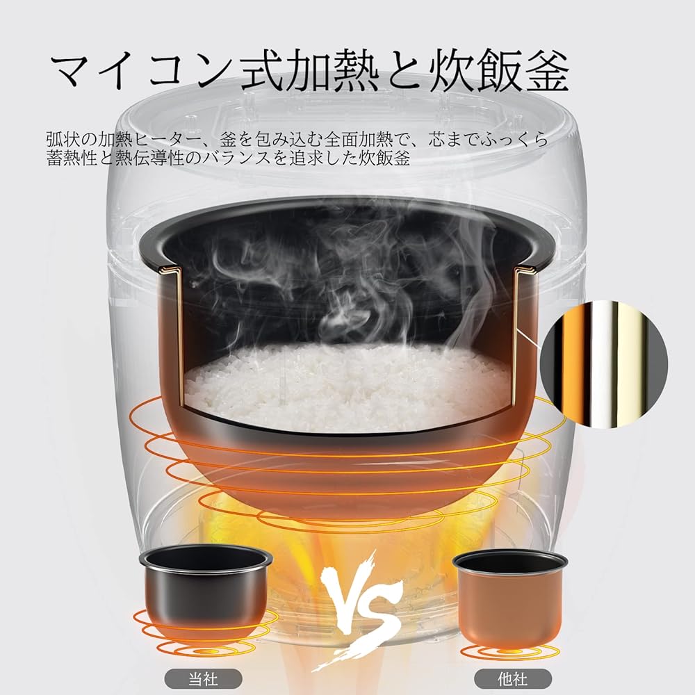 KEECOON Rice Cooker, 3 Cups, Low Carbohydrate, For Living Alone, Healthy, About 50% Off Calories, Reservation, Heat Retention, Microcomputer Type, White Rice/Rinseless Rice/Energy Saving/Quick Cooking/Brown Rice/Porridge/Steaming Cooking Pot Multifunctio