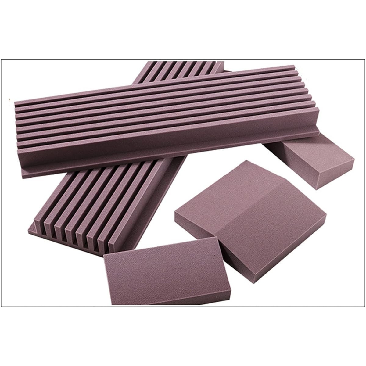 Lengthen wall soundproofing foam, fireproof acoustic treatment tiles home office conference room sound absorbing cotton (purple 240*30*7.5CM) (black 240*30*7.5CM)
