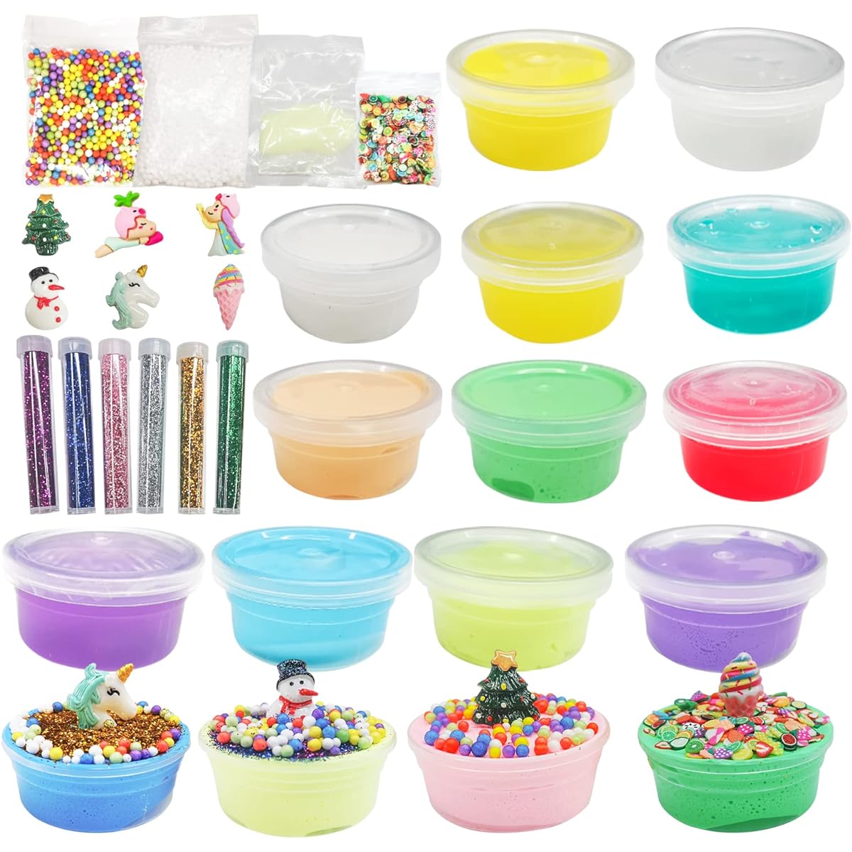 Manaror Advent Calendar 2021 DIY Fluffy Slime Kit Toy Countdown to Christmas 24 Pieces Teens Kids Surprise Gifts for Ages 4 5 6 7 8 9 Boys Girls
