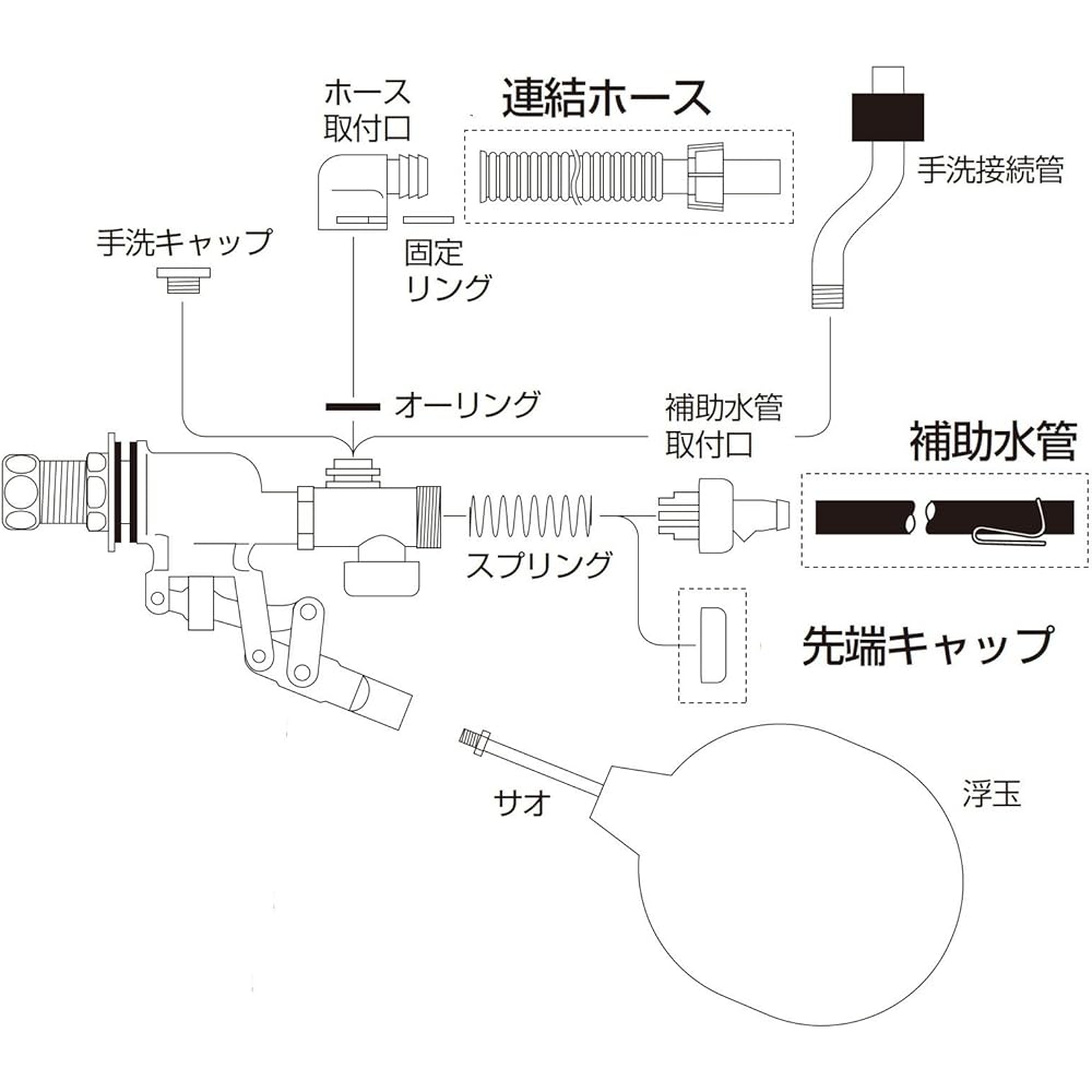 SANEI Toilet Parts Versatile Low Tank Ball Tap Suitable for Most Tanks Multi PV46-3S-13