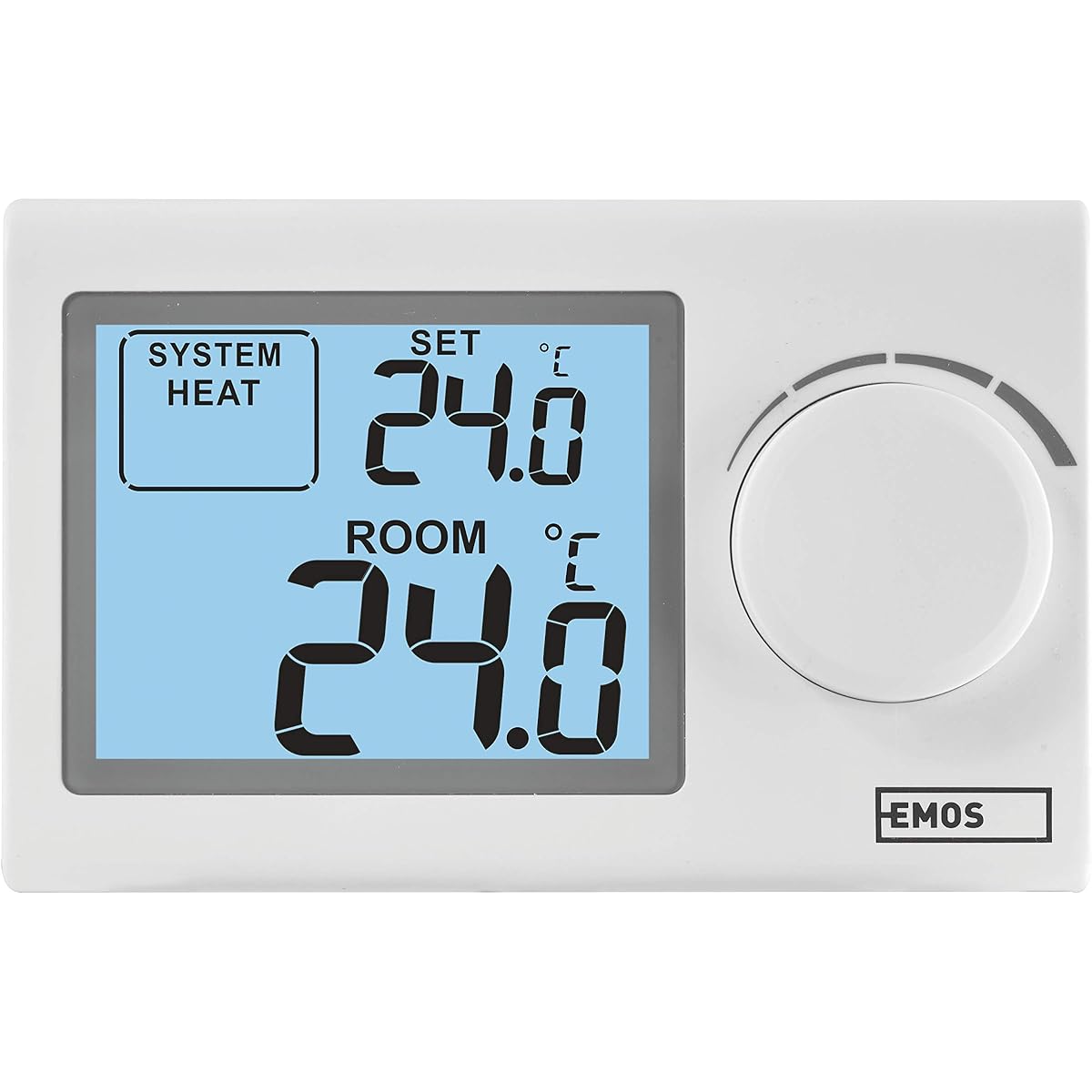 EMOS P5604 Digital Wall Thermostat for Heating and Cooling Systems, Temperature Regulator with Adjustment Wheel