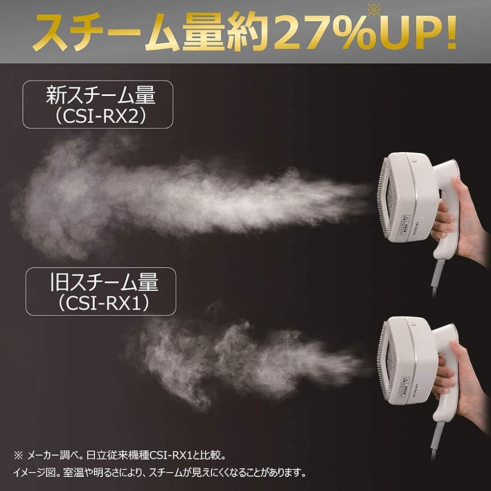 Hitachi Clothes Steamer Steam Iron One Push Continuous Steam 3 Level Temperature Switching Easy to Hold Handle with Brush CSI-RX2 W White