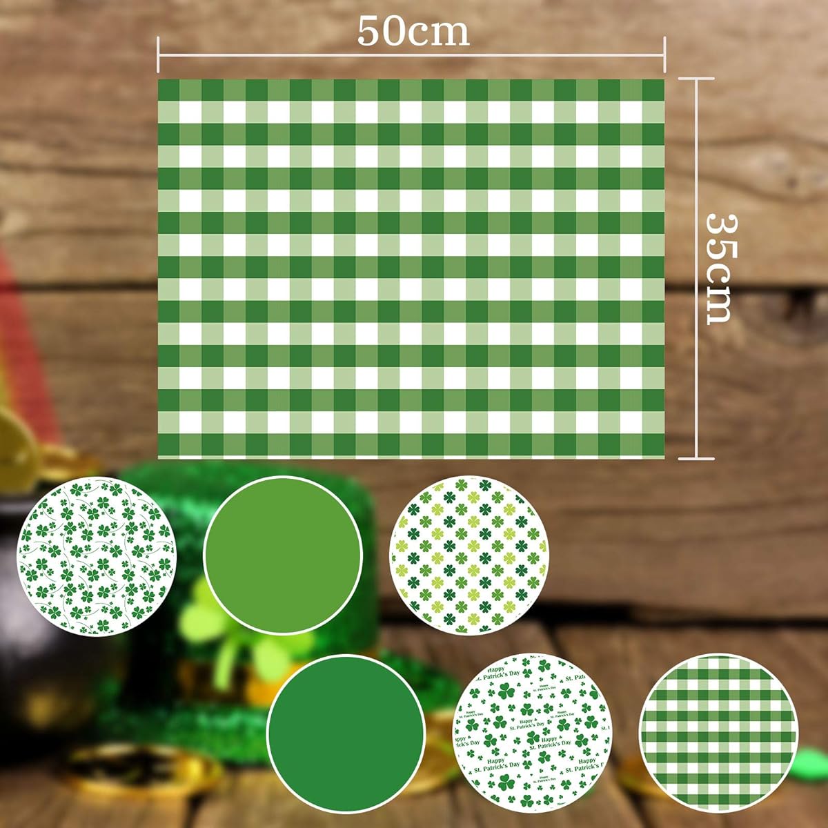 Whaline St. Patrick's Day Tissue Paper, 90 Sheets, Green Plaid, Shamrock, Clover Pattern, Art Tissue Bulk, Irish Spring Holiday Wrapping Paper, DIY Crafts, Party Gift Bags, Packaging, Birthday Favors, 14 x 20 Inches