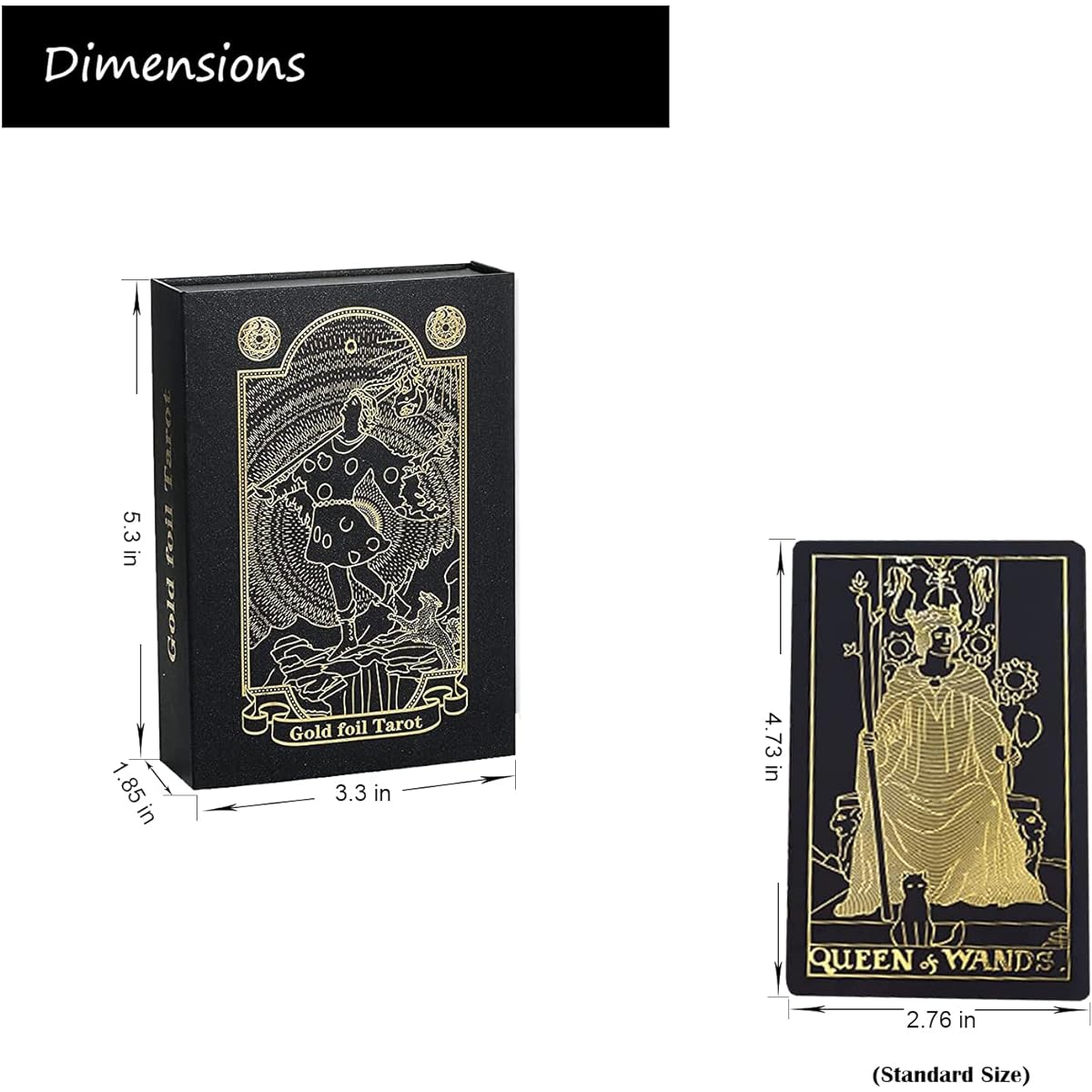 VOVCIG 78 Tarot Cards with Guidebook, Black Tarot Cards for Beginners Tarot Deck Set, PVC Waterproof Tarot Cards Divination Tools (Standard Size, Black)