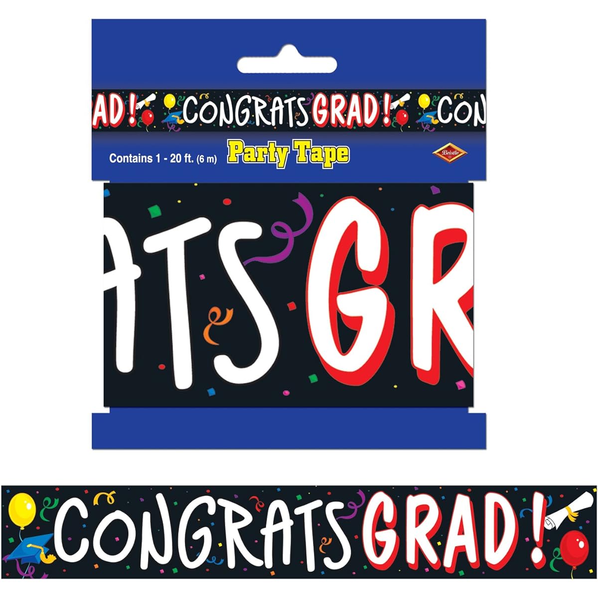 Beistle Congrats Graduate Party Tape, 3-inch by 20-feet
