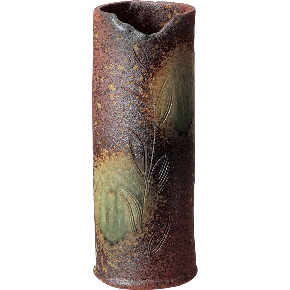 Shigaraki ware vase, blue vidro rough clay vase, width 20 x depth 16 x height 31 cm 512-08