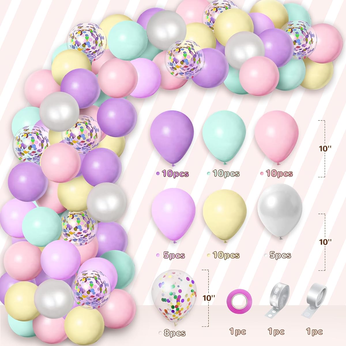 2 Sweet Birthday Decorations, Ice Cream Birthday Party Decorations, 2 Sweet Background Ice Cream Balloon Garland Cake Toppers, 2nd Birthday Decorations for Girls.