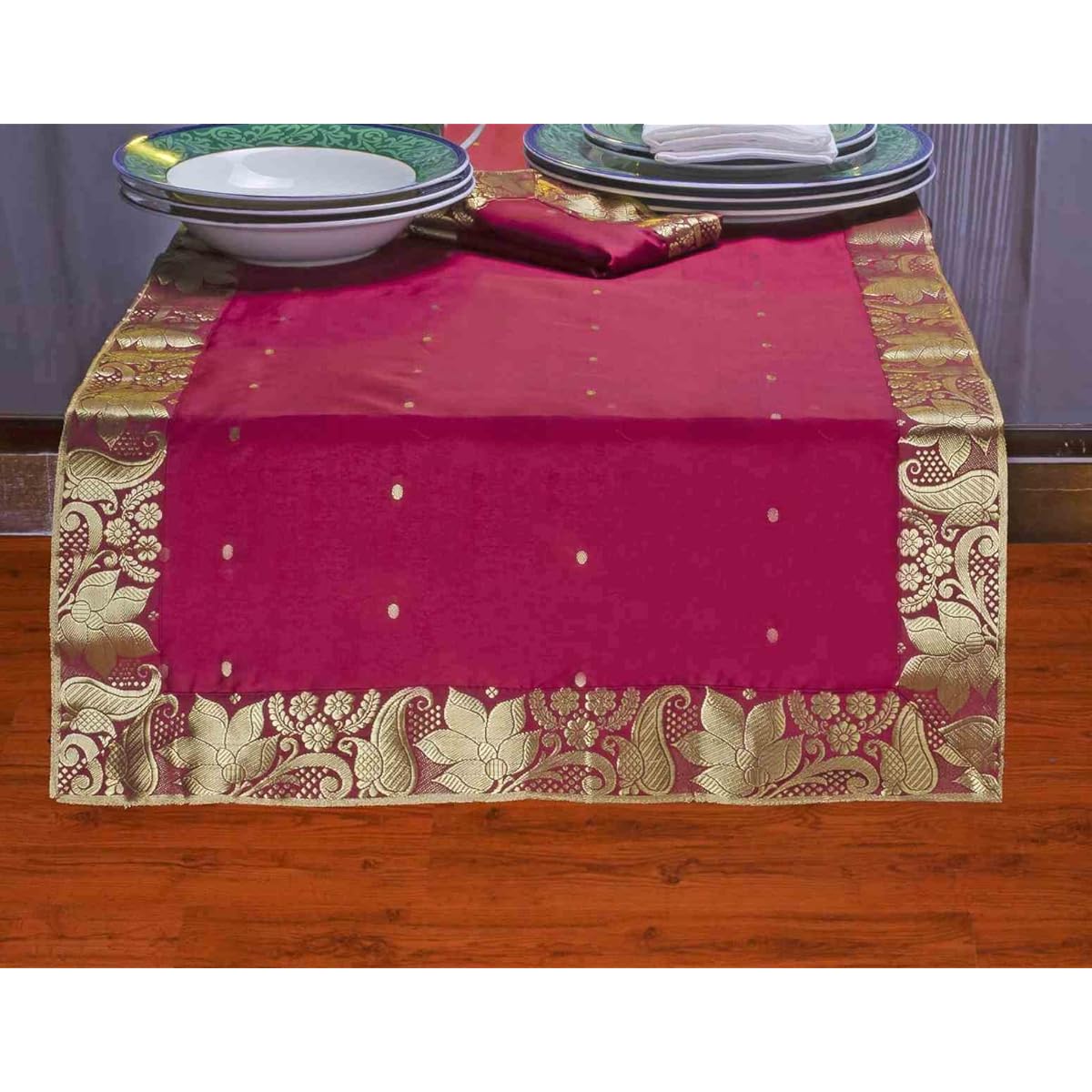 Indian Selections Handcrafted Table Runner 23" x 49", Maroon
