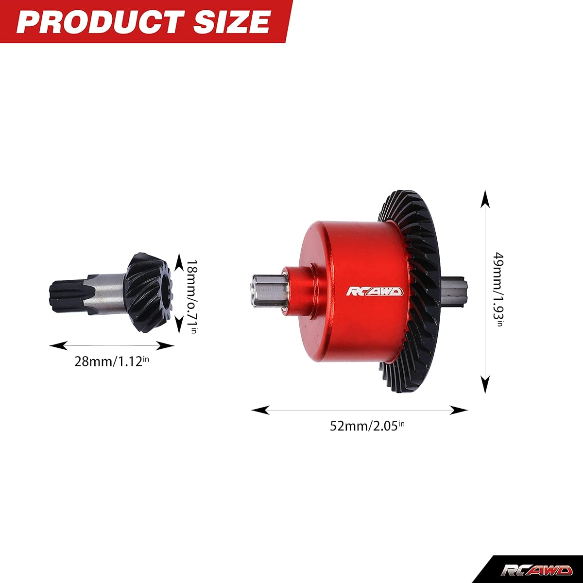 RCAWD Alloy Differential 37T Differential & 13T Input Gear Arrma 1/10 Big Rock Senton Granite Vorteks 3s blx Kraton Outcast 4s 1/8 Typhon Infraction Mega Upgrade Parts