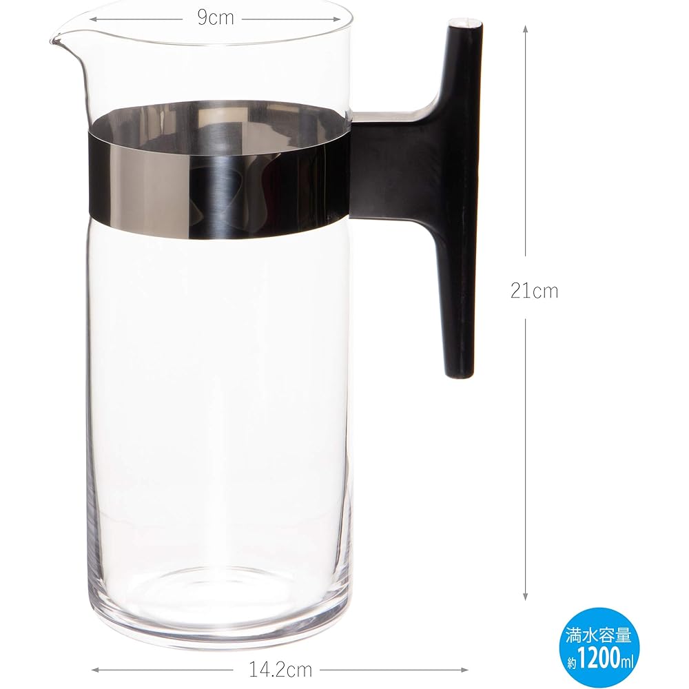 Toyo Sasaki Glass Pitcher Jug & Carafe Roomba Made in Japan (Sold in Case) Clear 1200ml 12 pieces HB-16603