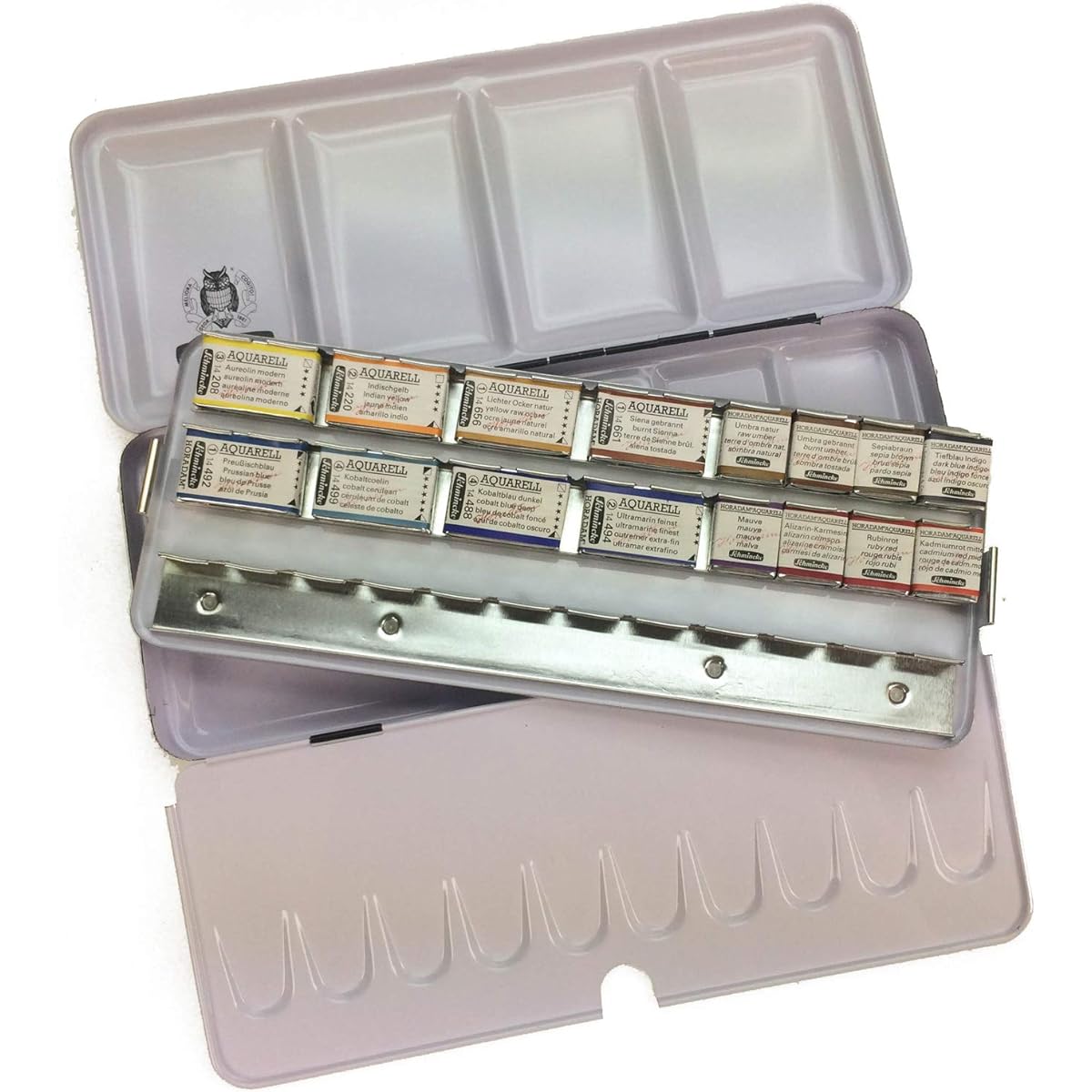 Hazel Soan Schmincke Horadam Aquarell Watercolor Paint Set - 8 Full Pans and 9 Half Pans