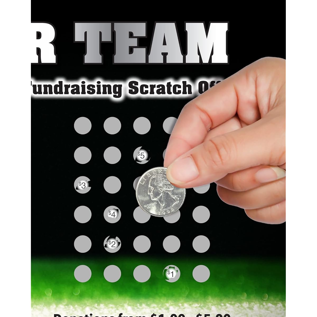 Our Team Football Fundraising Scratch Off Cards