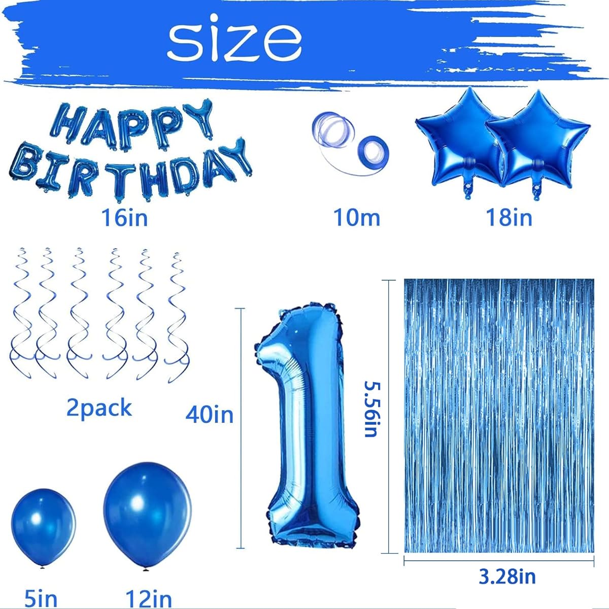1st Birthday Boy Decorations Baby First Birthday Decorations Boy Blue 1st Birthday Balloons Party Supplies