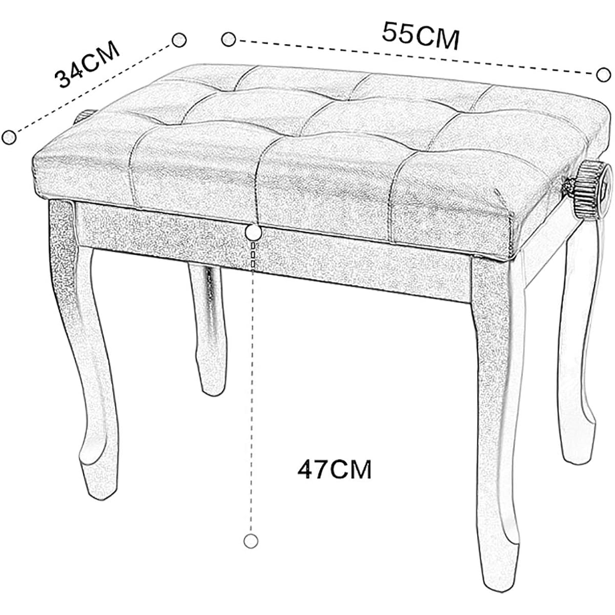 Piano Chair Single Person Piano Bench Comfortable Padded Piano Stool with Deluxe Soft Leather Cushion, Enjoy 10CM Seat Height Adjustment