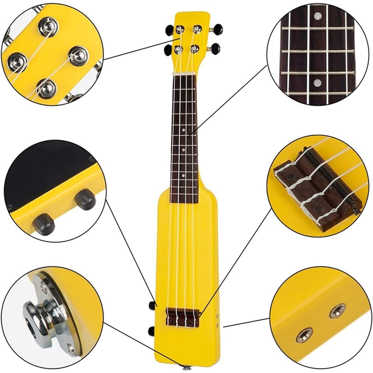 Ukulele 21 inch Okoume Solid Wood Electric Ukulele Kit (Size:One Size; Color:Yellow)