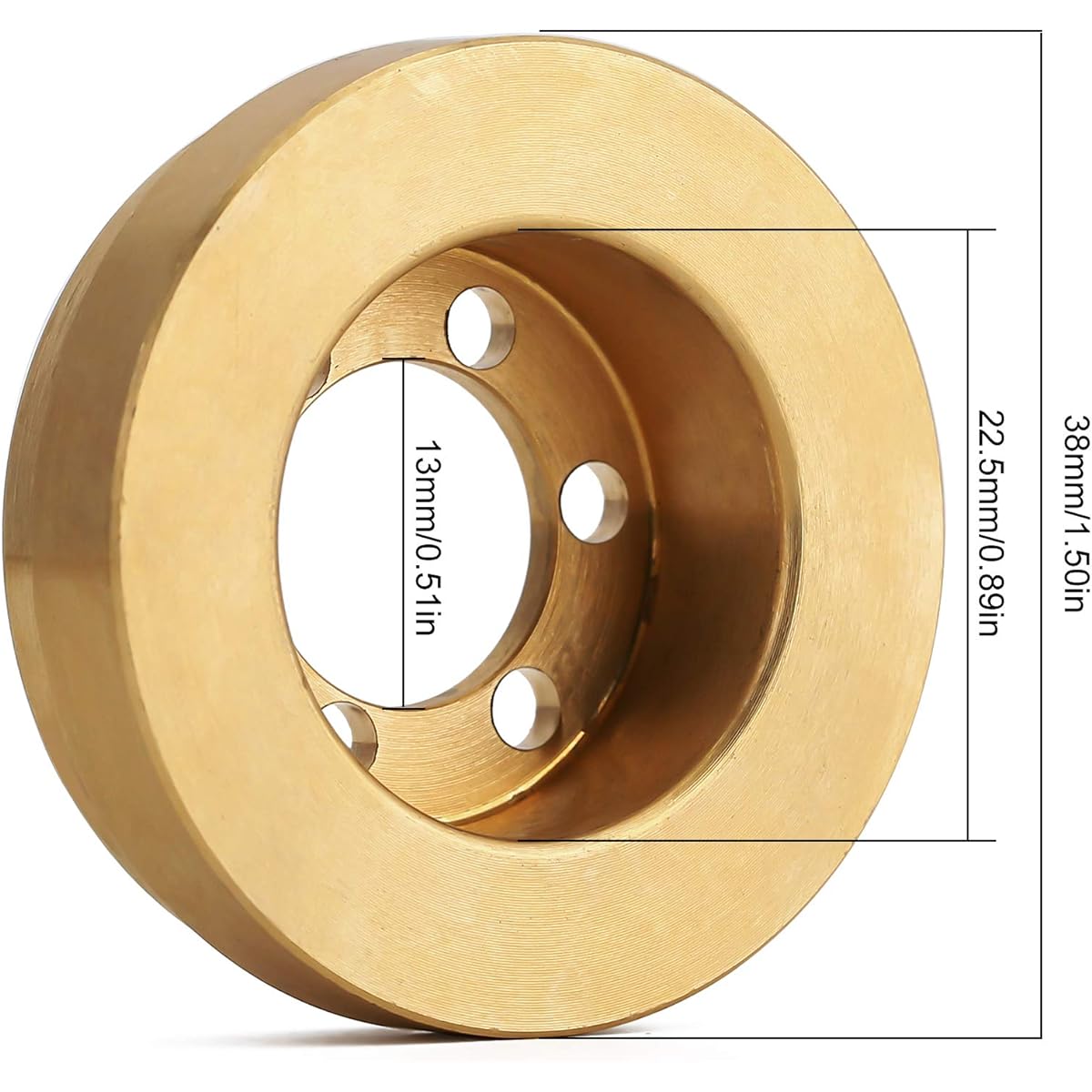 INJORA RC Internal Brass Counterweights 4 Pieces Brake Disc Weights 1.9" 2.2" Wheel Rims for Axial SCX10 90046 D90 TF2 TRX4