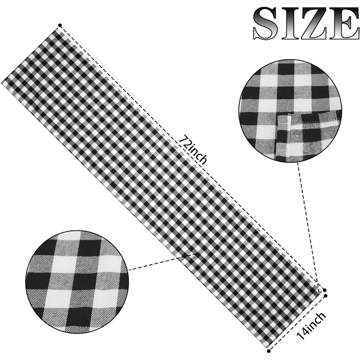 Buffalo Check Table Runners 6 Pack 14 x 72 Inch Black and White Buffalo Check Classic Farmhouse Table Runners Buffalo Check Collection for Weddings, Family Dinner, Thanksgiving, Christmas Decorations
