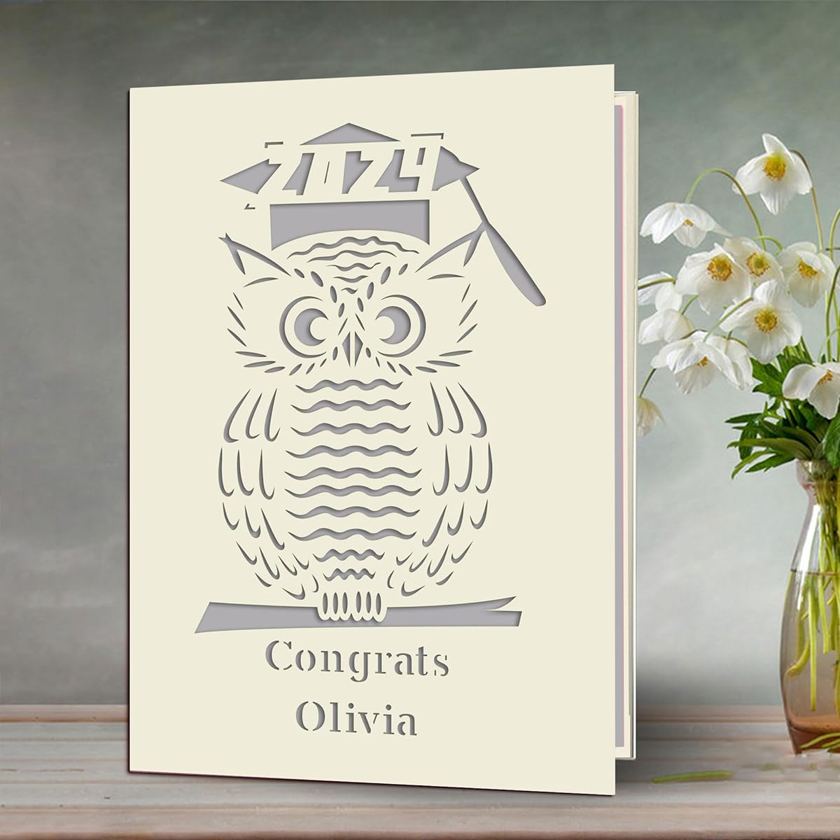 EDSG Personalized Graduation Cards 2024 Graduation Graduation Greeting Card Gift for Graduate Student Him Daughter Son Friend Congratulations Card with Name and Envelope (Grey)