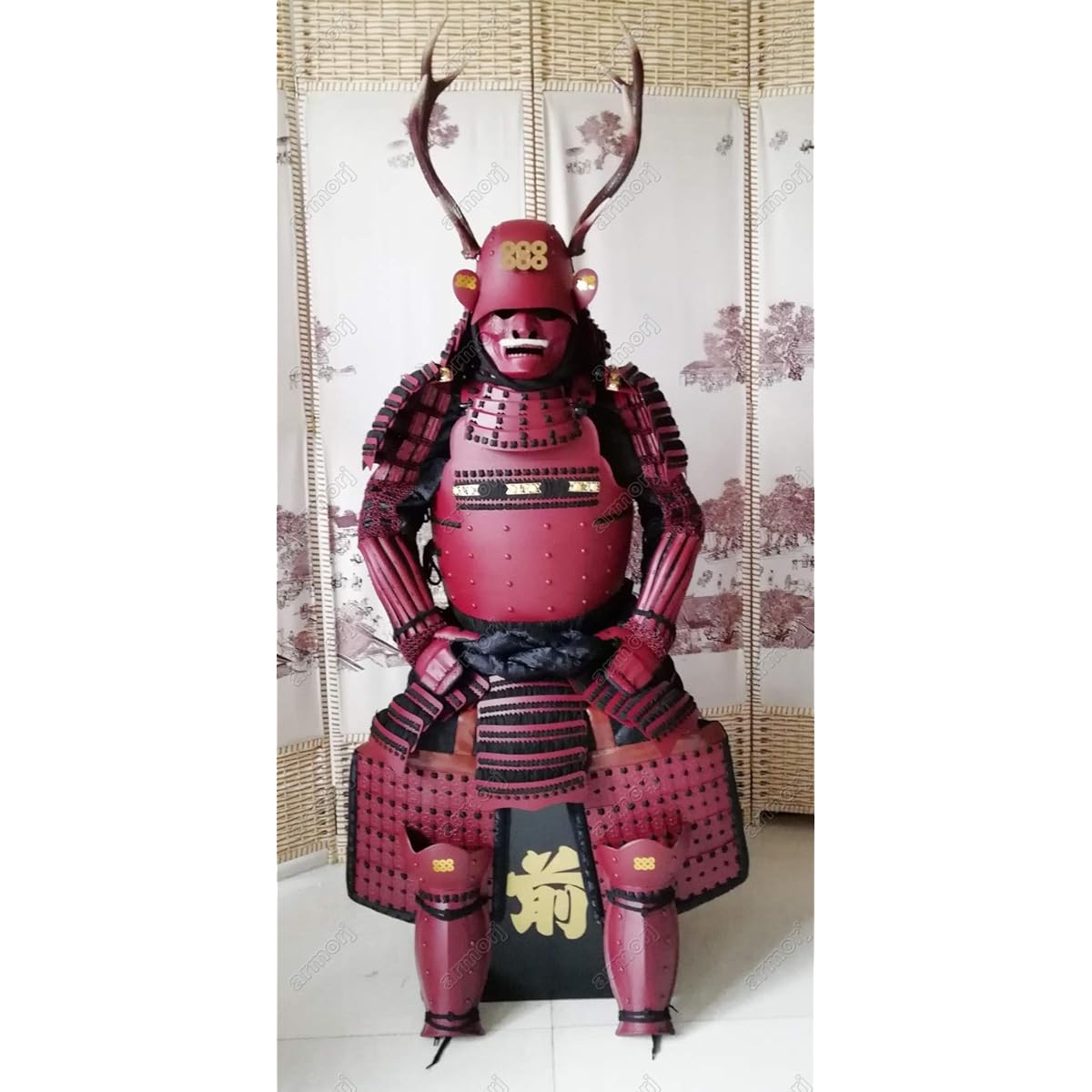 Japanese Wearable Armor Samurai Iron Armor Yukimura Sanada Deer Antlers Red O50