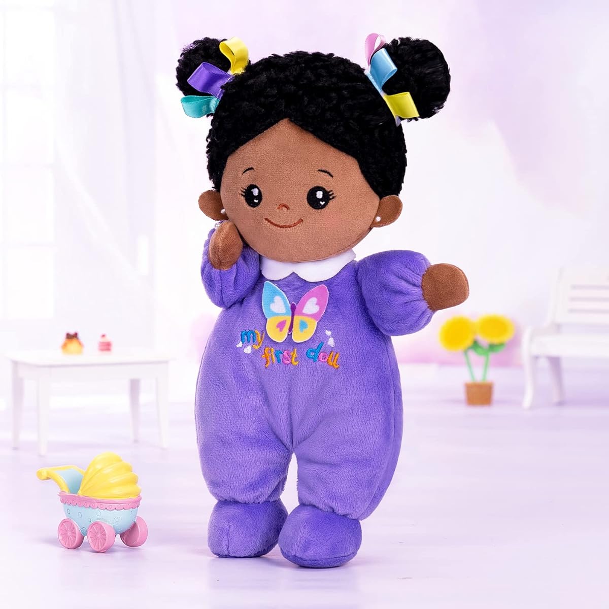OUOZZZ Soft Baby Doll for Girls - First Baby Doll Plush Ragdoll Sleeping Cuddly Buddy Purple Doll Toy for Kids