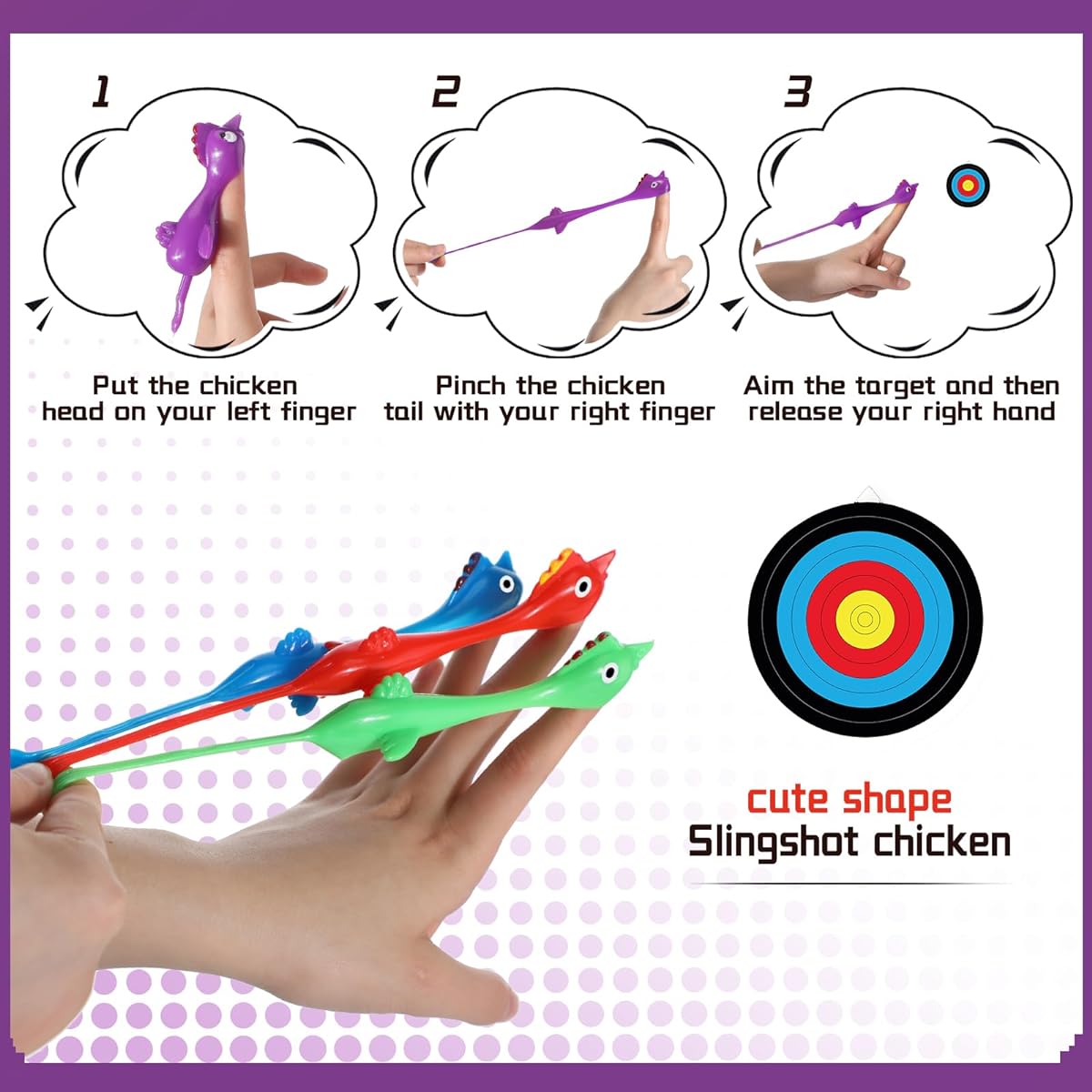 240 Pieces Slingshot Chicken Finger Toys, Rubber Slingshot Toys Chickens Flying Turkey for Kids Birthday Carnival Party Stretch Relax Game Toys Back to School Supplies Halloween Party Favors
