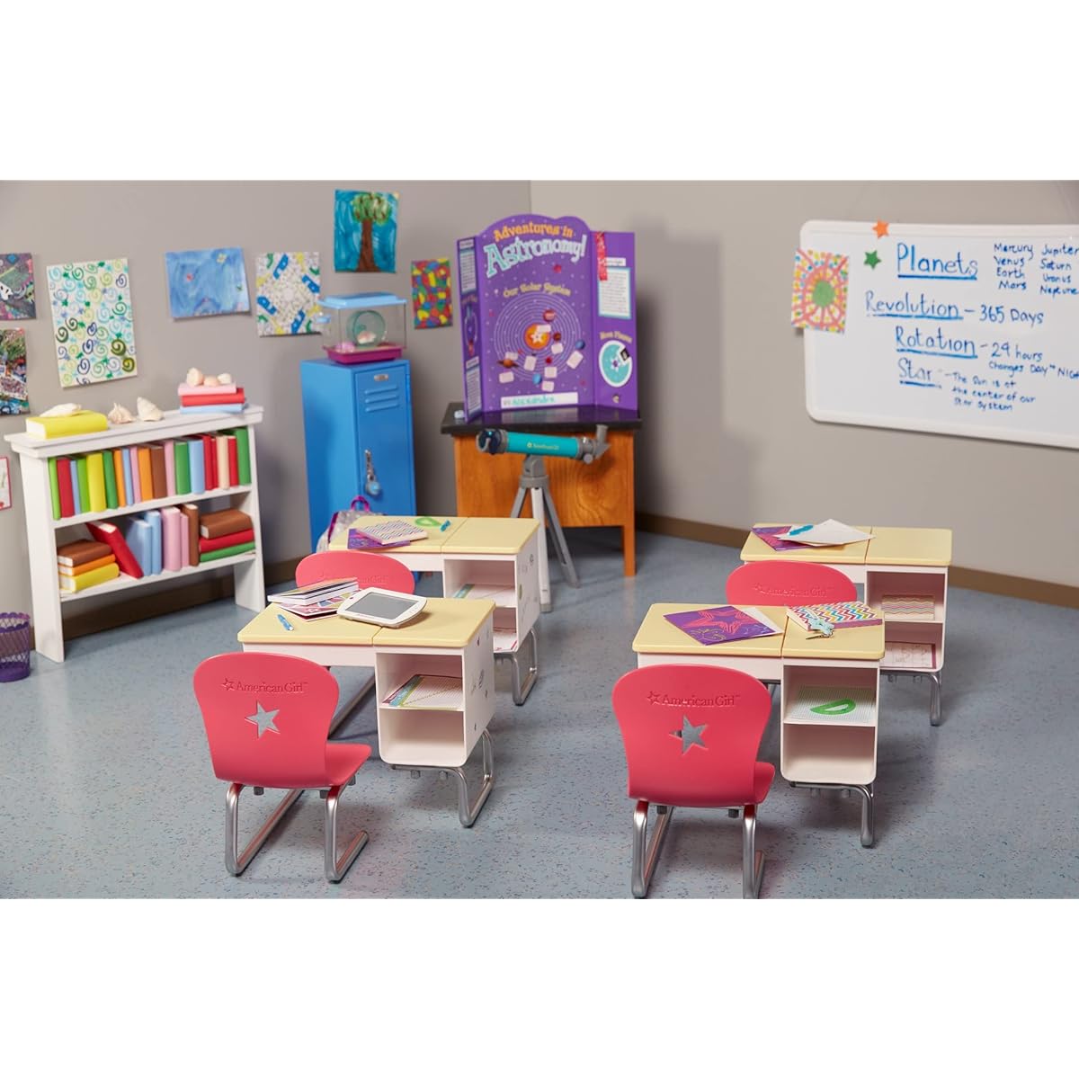 American Girl Truly Me 18" Doll Flip Top Desk Playset with Sheet, Notebook and Stickers for Ages 6 and Up