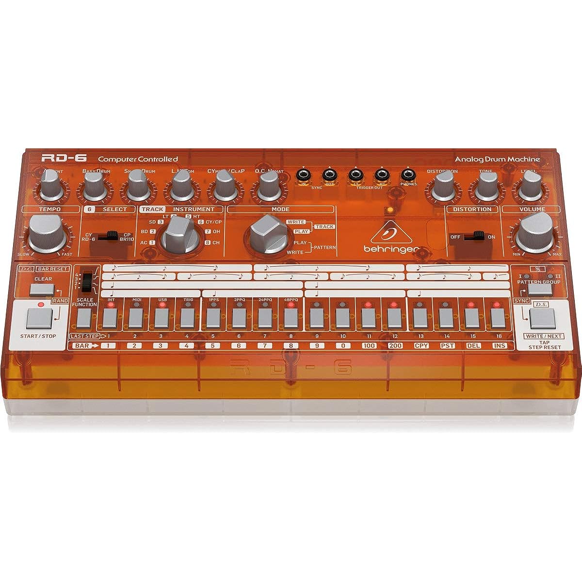 Behringer Analog Drum Machine USB/DIN MIDI Compatible 16 Step Sequencer with Analog Distortion RD-6-TG