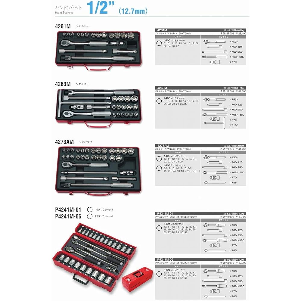 Koken 1/2(12.7mm)SQ. Socket set 21 pieces 4263M