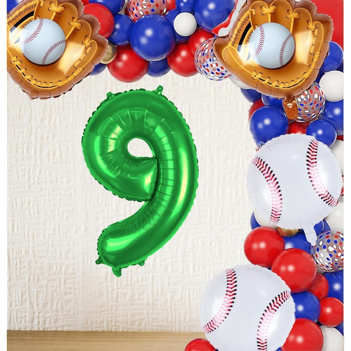 Baseball Balloons 9th Birthday Decorations Baseball Birthday Party Supplies Foil Mylar Green Sports Theme Party Decorations 32 Inch Green Number 9 Balloon