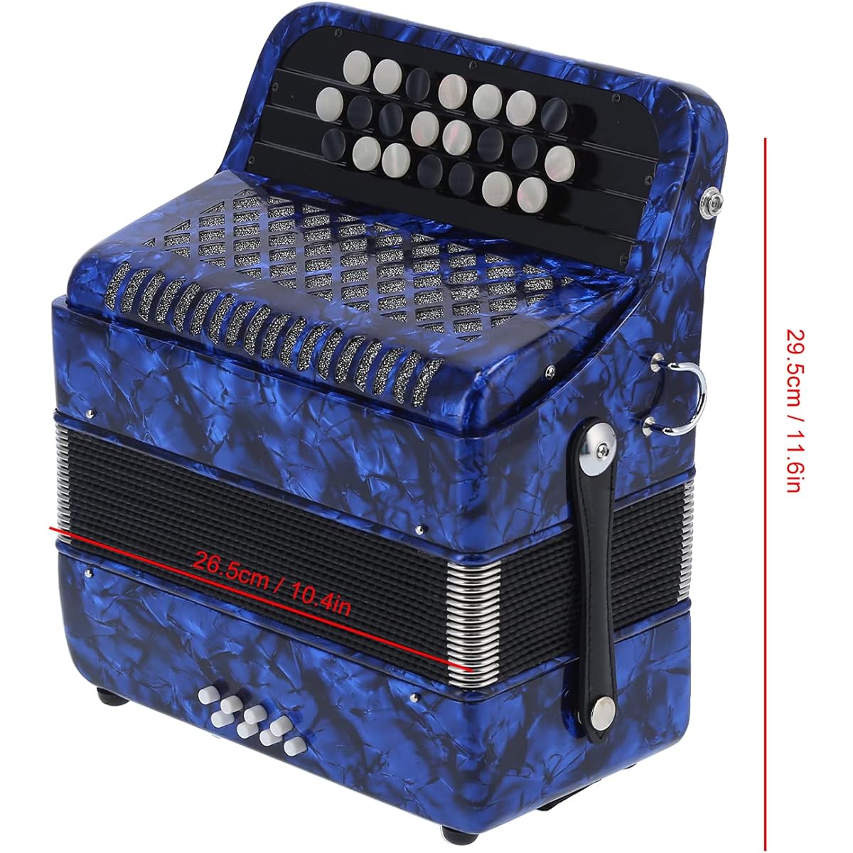22 Key 8 Bass Accordion, Engineering ABS Accordion Stainless Steel Accordion Reed Musical Instrument for Beginners Professionals (Purple)