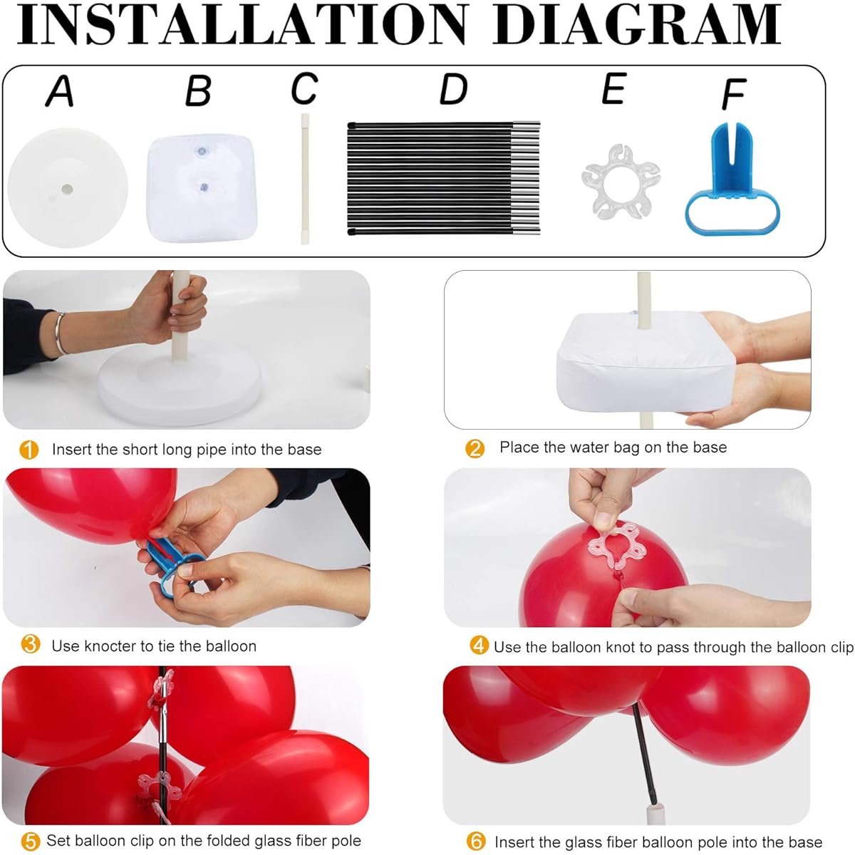 Hicdaw Floor Balloon Arch Kit, 9ft Tall 10ft Wide Balloon Garland Arch Kit, Adjustable Floor Balloon Arch Stand with Pump Water-Based Balloon Clip Knotter for Wedding Party Decorations (Floor) 80pcs
