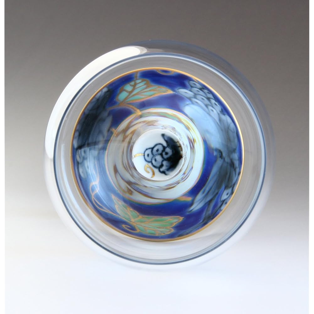 Arita Ware Romantic Glass High Leg Wine Glass Small Dyed Nishiki Grape (Blue) BB-2