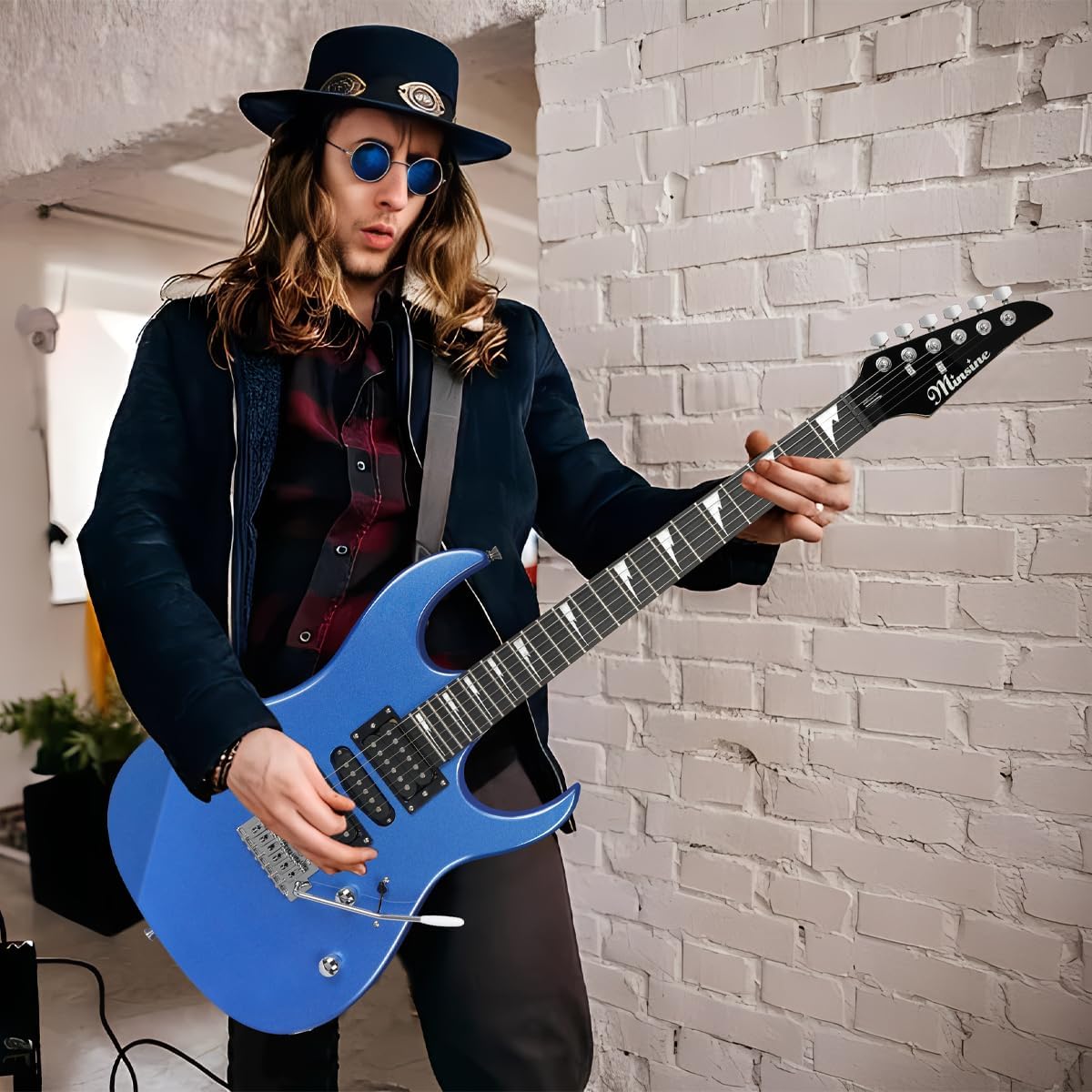 Bullfighter Electric Guitar Beginner Electric Guitar, Universal Model for Boys, Girls, Students and Adults, Professional Entry Level HSH Electronic Guitar Instrument, Single Shaker - Blue + Full Gift Package (Blue)