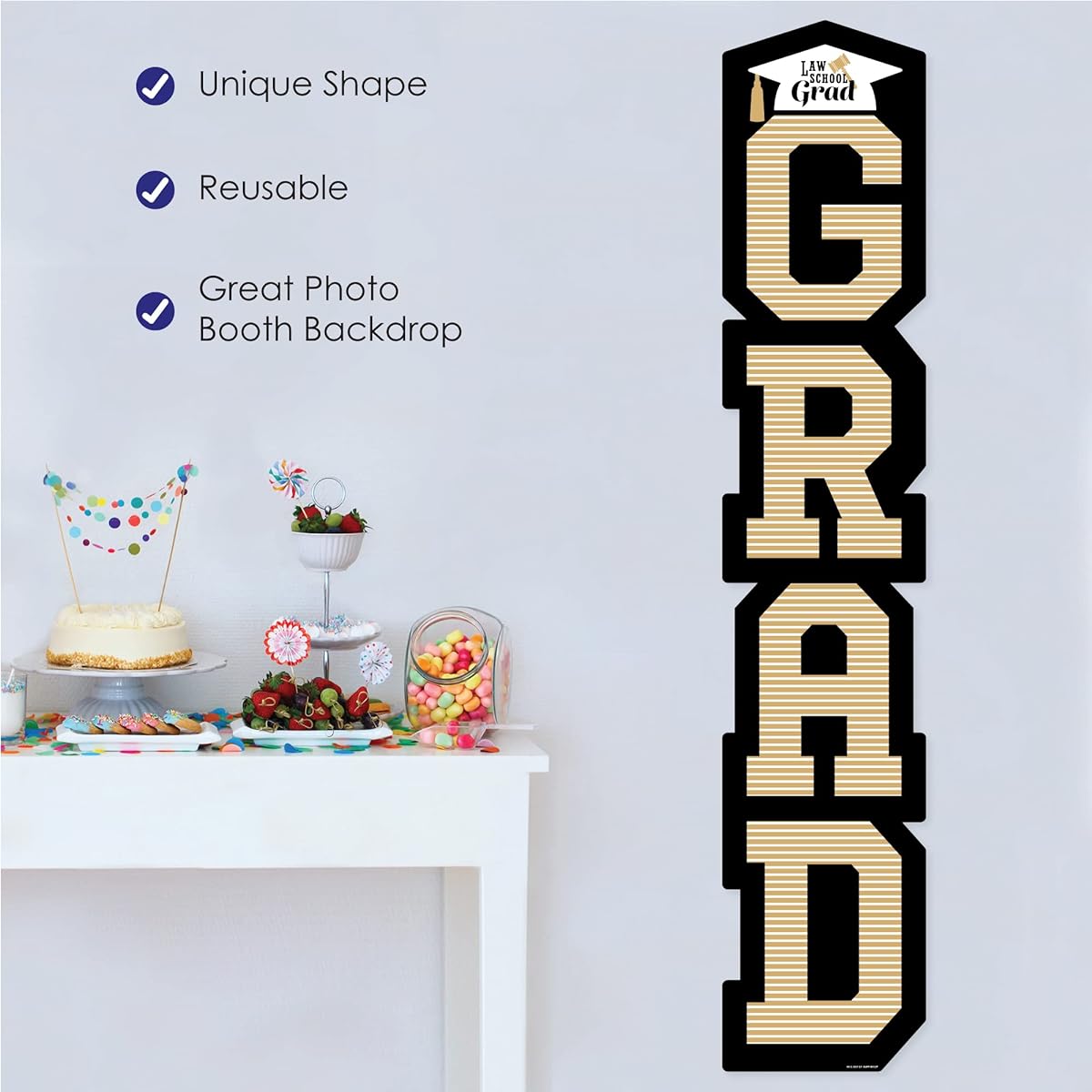 Big Dot of Happiness Law School Graduation Banner - Vertical Banner Decoration