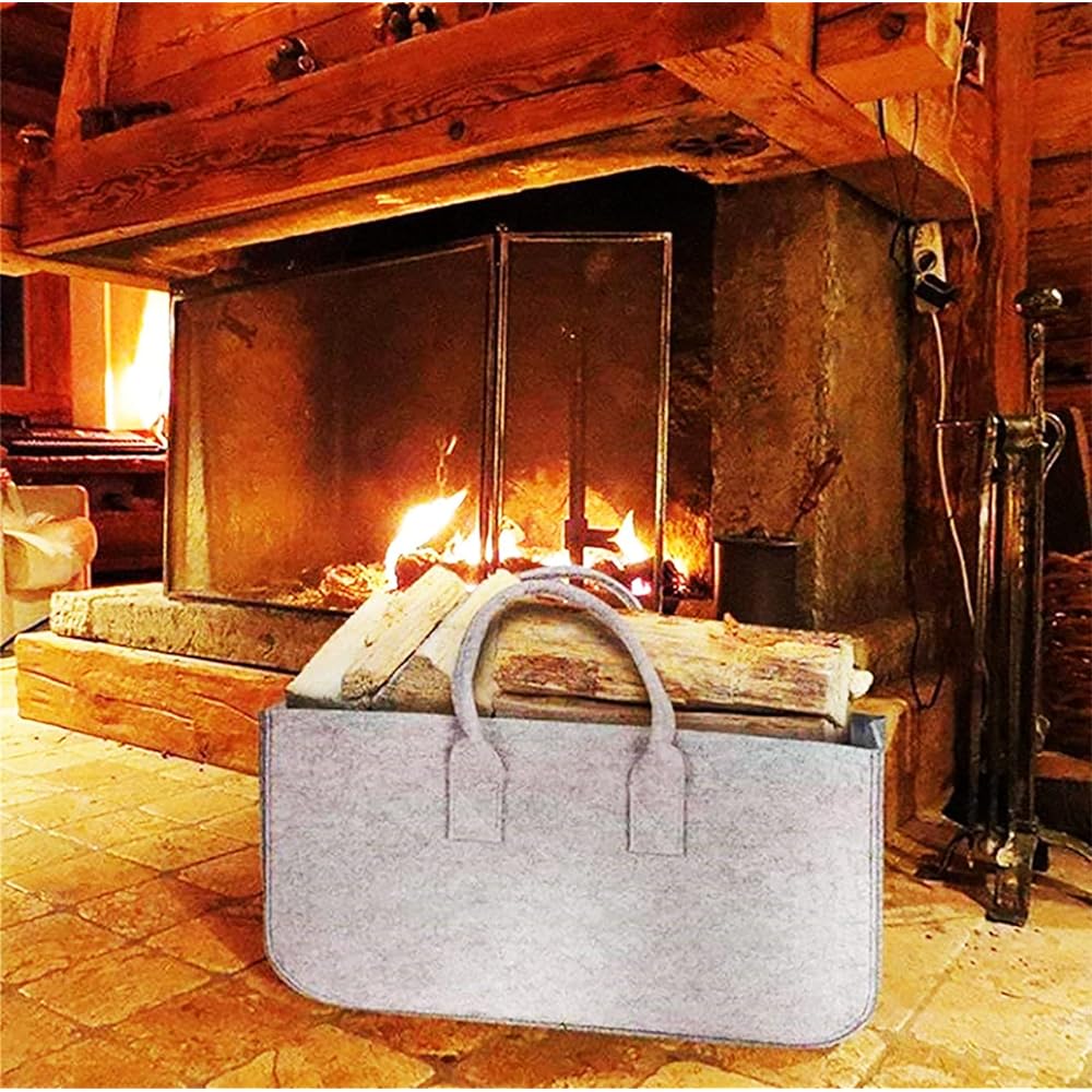 PARK SEVENTEEN Tote Bag Firewood Case Log Carry Storage Bag Camping Outdoor Glamping Multifunctional Versatile Fireplace Stove Accessory Carrying Storage Bag Large Approx. 49cm*27cm*25cm Weight: Approx. 293g (Black)